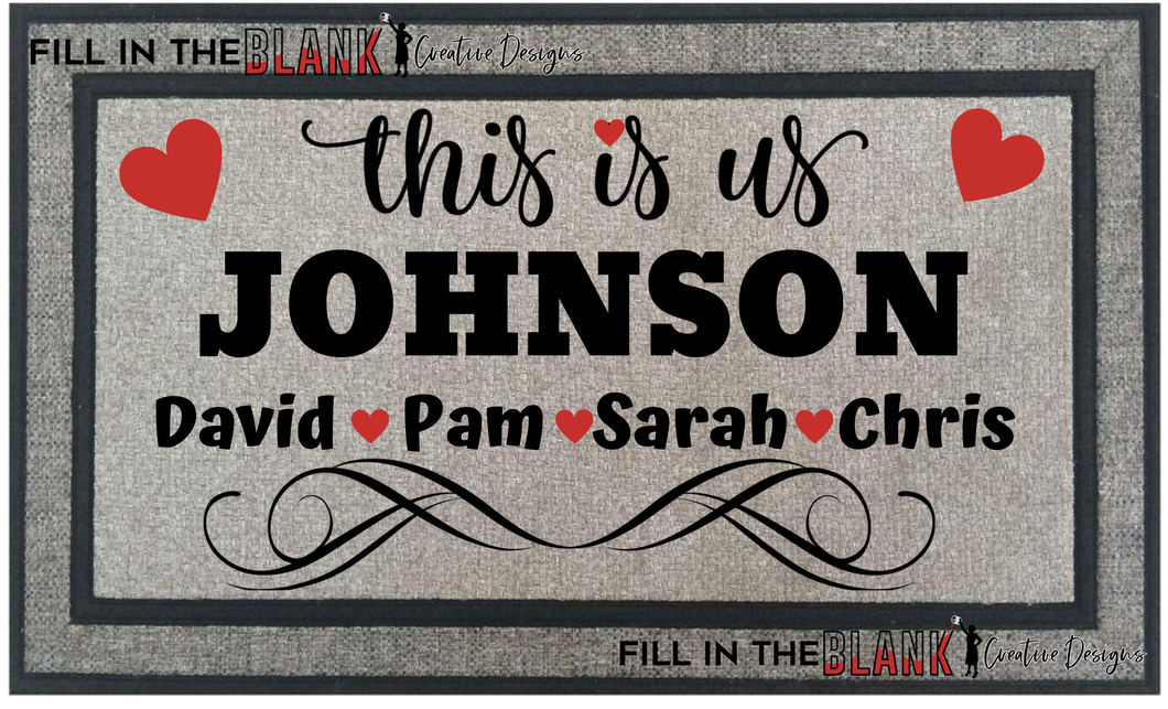 Custom Doormat - This is Us with Family Names